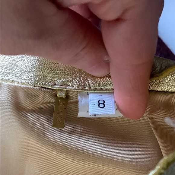 St. Vincent gold leather midi skirt. Gorgeous!  Perfect for the holidays! - Picture 2 of 7